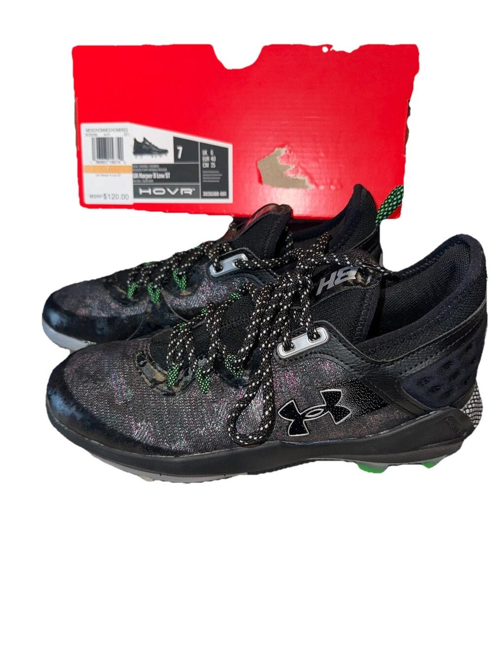 UNDER ARMOUR BASEBALL SPIKES SZ 7 HARPER 8 LOW USA ST HOVR Multi Color Shimmer